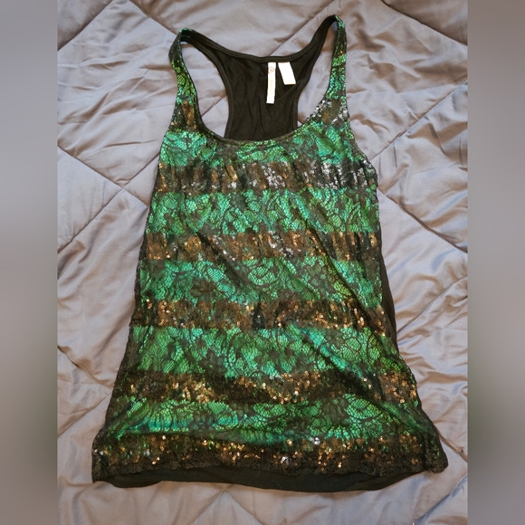 Degrees Green & Black sequin tank size Medium - Picture 1 of 2